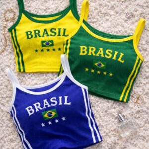 Kit 3 Croppeds Alça fina Brasil