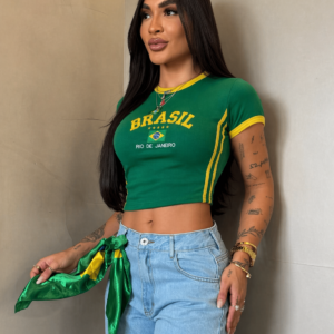 Blusa Cropped Baby Look Brasil Rj