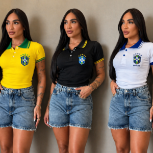 Kit 3 Camisa polo feminina Brasil